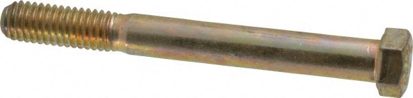 Made in USA 39091 Hex Head Cap Screw: 7/16-14 x 4", Grade 8 Steel, Zinc Yellow Dichromate Finish Image