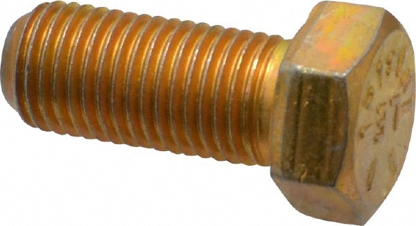 Made in USA MSC39379 Hex Head Cap Screw: 7/16-20 x 1", Grade 8 Steel, Zinc Yellow Dichromate Finish Image