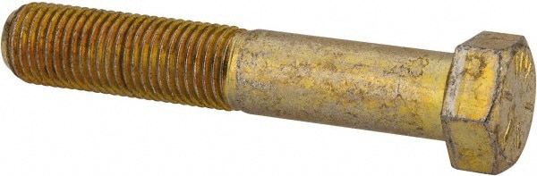 Made in USA 39385 Hex Head Cap Screw: 7/16-20 x 2-1/2", Grade 8 Steel, Zinc Yellow Dichromate Finish Image