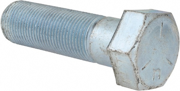 Hex Head Cap Screw: 7/8-14 x 3", Grade 5 Steel, Zinc-Plated