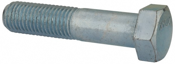Hex Head Cap Screw: 7/8-9 x 4", Grade 2 Steel, Zinc-Plated