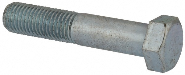 Hex Head Cap Screw: 7/8-9 x 4-1/2", Grade 2 Steel, Zinc-Plated