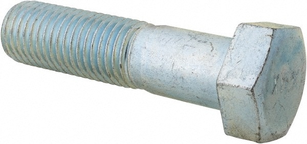 Hex Head Cap Screw: 1-8 x 4", Grade 2 Steel, Zinc-Plated