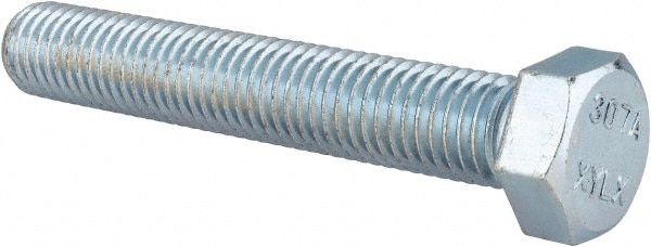 Hex Head Cap Screw: 5/8-11 x 4", Grade 2 Steel, Zinc-Plated