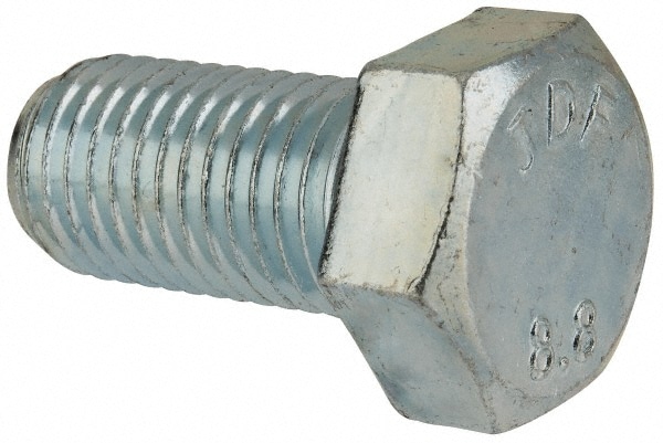 Hex Head Cap Screw: M20 x 2.50 x 40 mm, Grade 8.8 Steel, Zinc-Plated