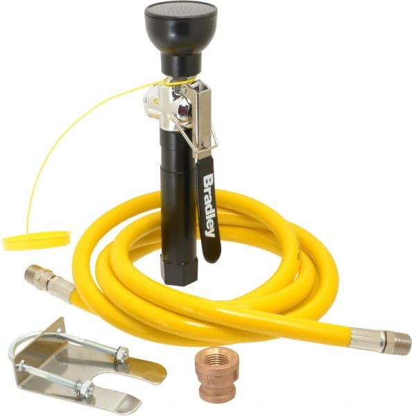 Bradley S19-430A Plumbed Drench Hoses; Mount: Wall; Wall ; Style: Single Spray Head; Single Spray Head ; Hose Length (Feet): 8.00; 8.0 ; Hose Material: Thermoplastic ; Inlet Size (Inch): 3/8 ; Maximum Flow Rate: 2.8 