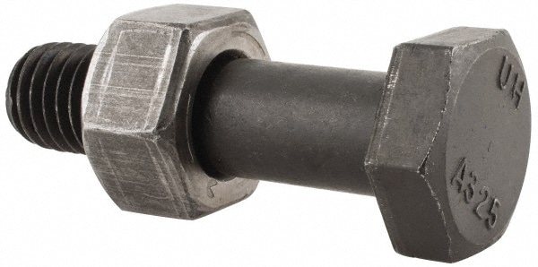 Hex Head Bolt: 5/8-11, 2-1/2" Length Under Head, Steel, Grade A325