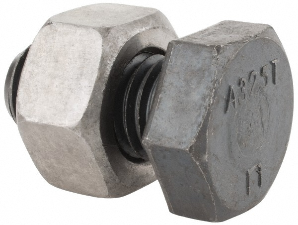 Hex Head Bolt: 3/4-10, 1-1/2" Length Under Head, Steel, Grade A325