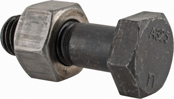 Hex Head Bolt: 3/4-10, 2-1/2" Length Under Head, Steel, Grade A325