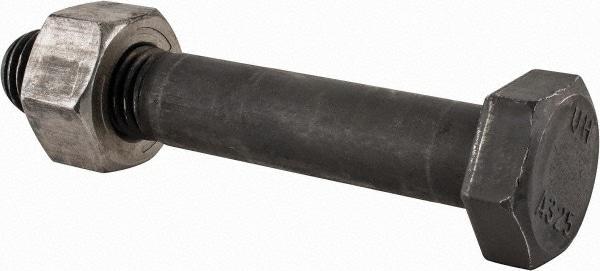Hex Head Bolt: 3/4-10, 4-1/2" Length Under Head, Steel, Grade A325