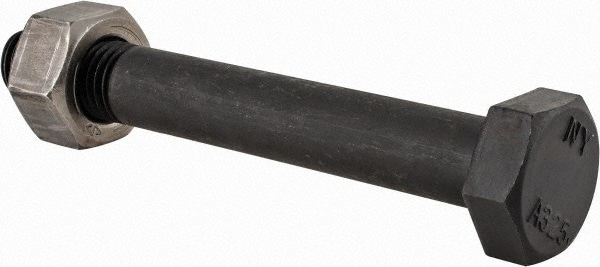 Hex Head Bolt: 3/4-10, 5-1/2" Length Under Head, Steel, Grade A325