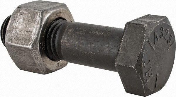 Hex Head Bolt: 7/8-9, 3-1/4" Length Under Head, Steel, Grade A325