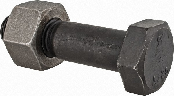 Hex Head Bolt: 7/8-9, 3-1/2" Length Under Head, Steel, Grade A325