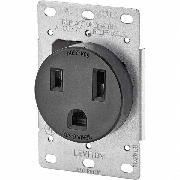 Leviton Straight Blade Single Receptacle NEMA 6 50P 50 Amps Self 