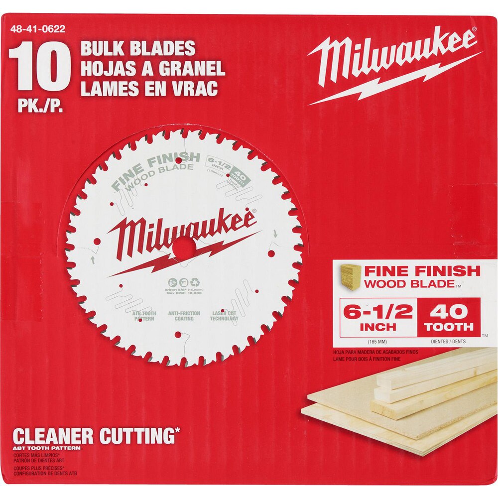 Milwaukee Tool 48-41-0622 Wet & Dry-Cut Saw Blades; Blade Diameter (Inch): 6-1/2 ; Blade Material: Carbide ; Blade Thickness (Decimal Inch): 0.3000 ; Arbor Hole Diameter (Inch): 5/8 ; Number of Teeth: 40 ; Application: Cutting; Framing; Woodworking Image