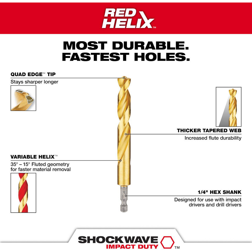 Milwaukee Tool Drill Bit Set Hex Shank Drill Bits, Titanium MSC