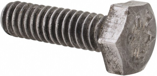 Hex Head Bolt: 1/4-20, 7/8" Length Under Head, Steel, Grade 2
