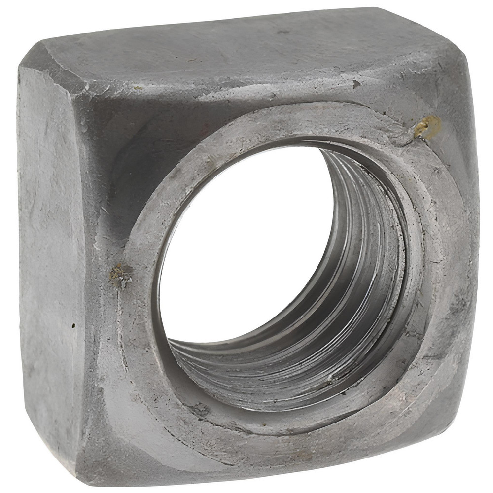 3/4-10 Steel Square Nut - Uncoated, 1-1/8" Square Width x 21/32" Overall Height