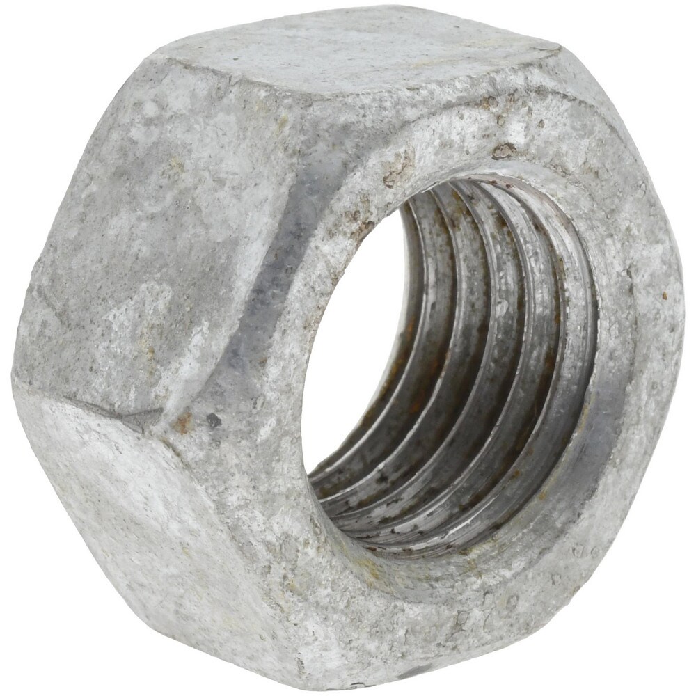 Hex Nut: 1-8, Grade A Steel, Hot Dipped Galvanized Finish