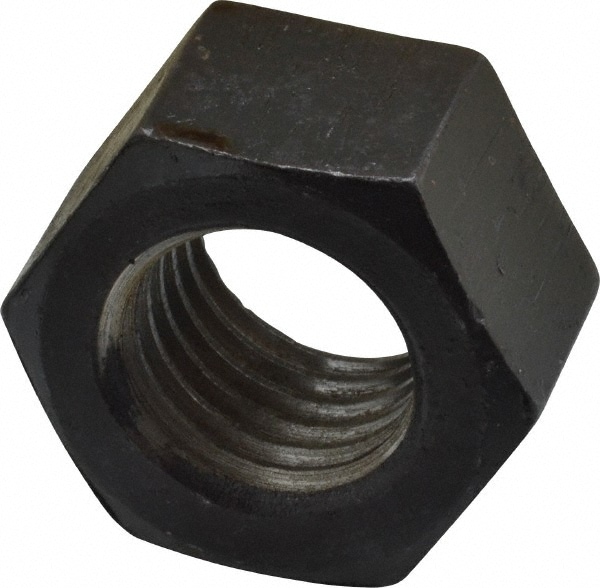 Hex Nut: 1-1/8 - 7, Grade 2 & Grade A Steel, Uncoated