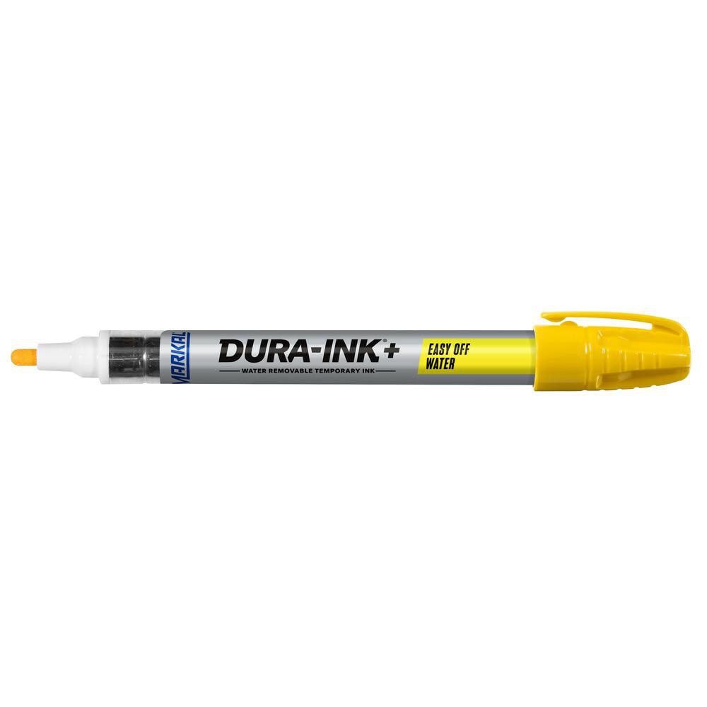 Temporary ink marker that easily removes with water from non-porous surfaces.