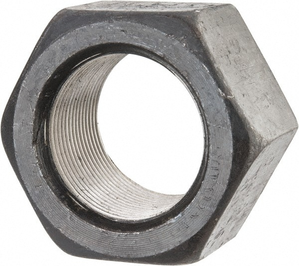 Hex Nut: 1-3/4 - 12, Grade 2 & Grade A Steel, Uncoated