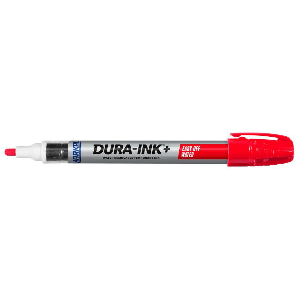 Temporary ink marker that easily removes with water from non-porous surfaces.