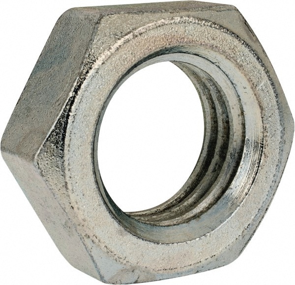 Hex Nut: 1-3/8 - 6, Grade 2 Steel, Zinc Clear Finish