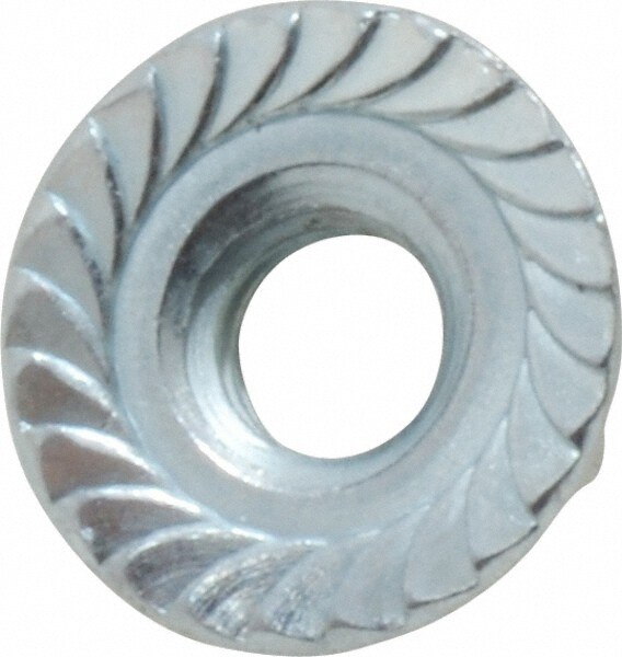 1/4-20, 19/32" Flange Diam, Serrated Flange Nut