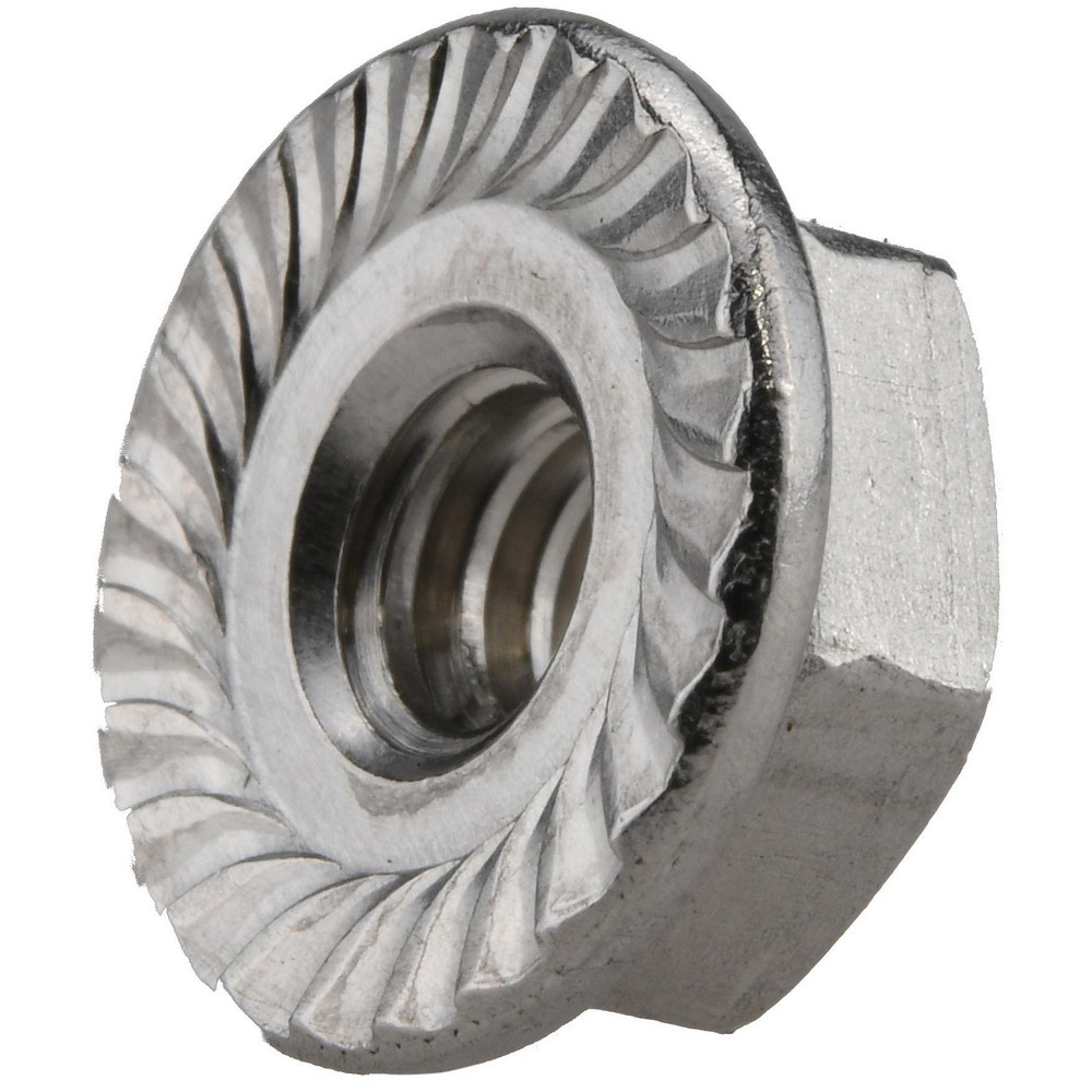 #10-24, 1/2" Flange Diam, Serrated Flange Nut