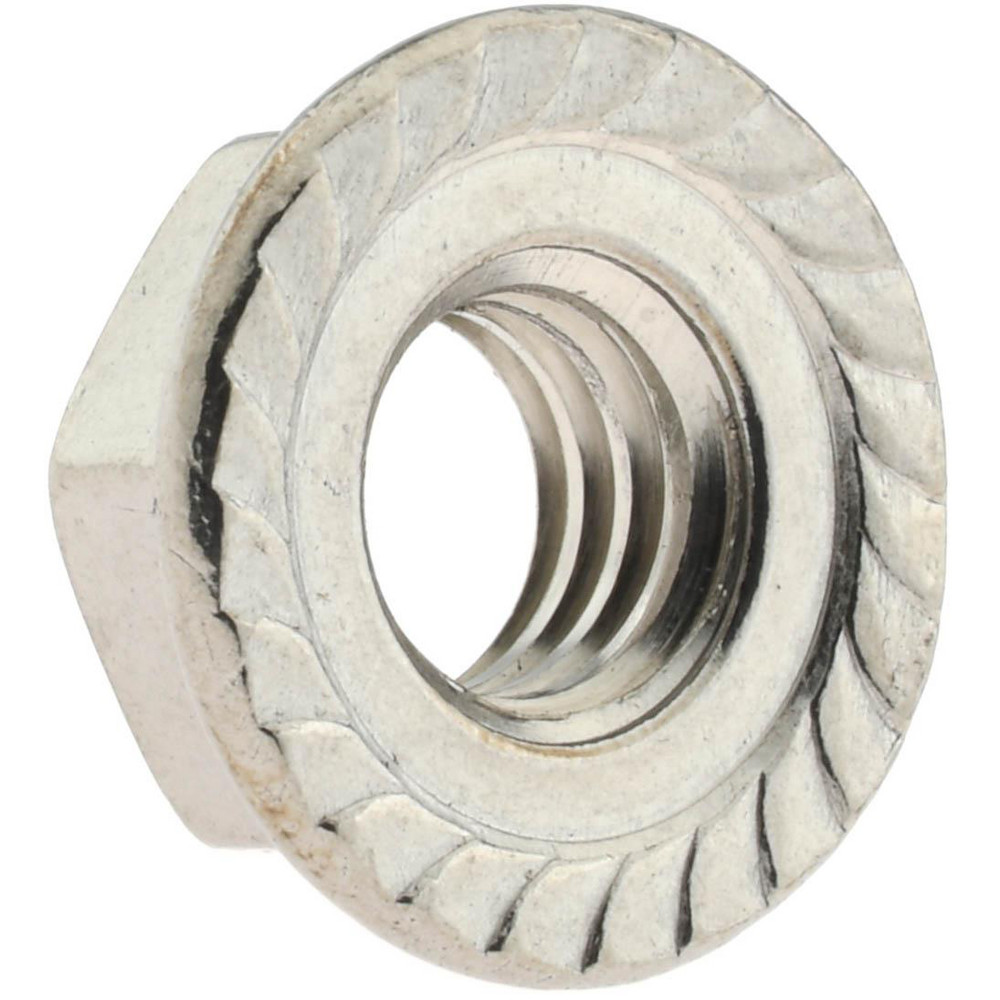5/16-18, 0.68" Flange Diam, Serrated Flange Nut