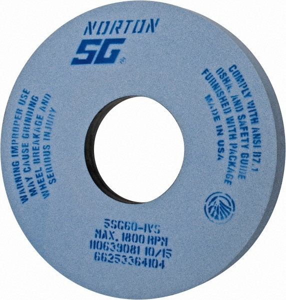 Norton 66253364104 Surface Grinding Wheel: 14" Dia, 1-1/2" Thick, 5" Hole, 60 Grit, I Hardness Image