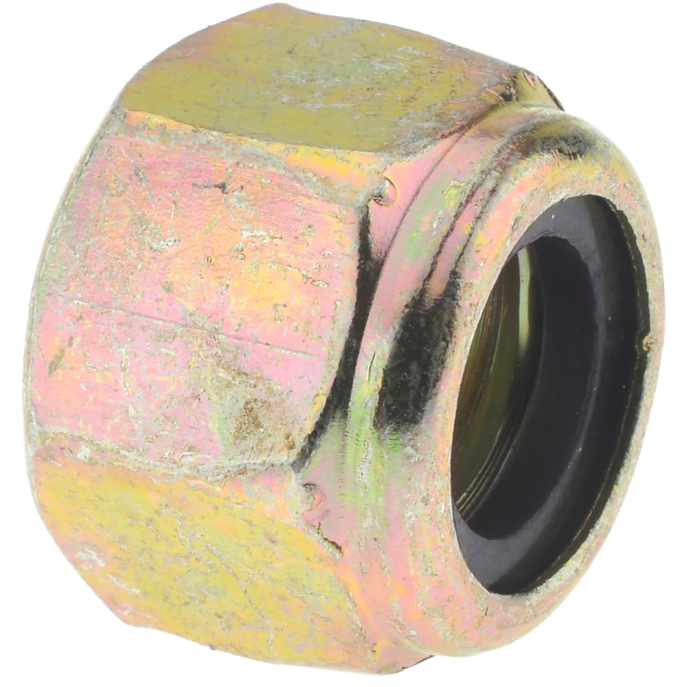 Value Collection R52001609 Hex Lock Nut: Insert, Nylon Insert, 1/2-13, Grade 8 Steel, Zinc Yellow Dichromate Finish Image