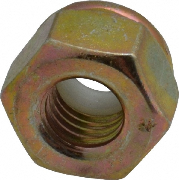 Value Collection R52001682 Hex Lock Nut: Insert, Nylon Insert, 1/4-28, Grade 8 Steel, Zinc Yellow Dichromate Finish Image