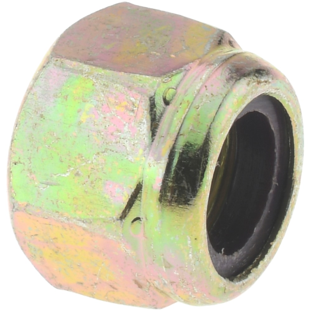 Value Collection R52001635 Hex Lock Nut: Insert, Nylon Insert, 3/8-24, Grade 8 Steel, Zinc Yellow Dichromate Finish Image