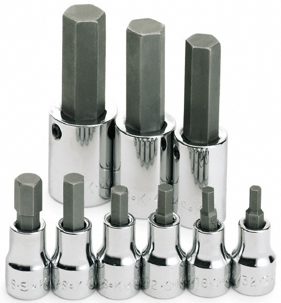 SK 9 Piece 3/8 & 1/2" Drive Inch Hex Bit Socket Set 67490185 MSC