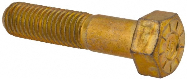 Hex Head Cap Screw: 5/8-11 x 2-3/4", Grade L9 Steel, Zinc Yellow Dichromate Finish