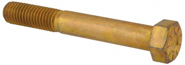 Hex Head Cap Screw: 5/8-11 x 4-1/2", Grade L9 Steel, Zinc Yellow Dichromate Finish