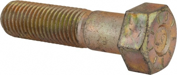 Hex Head Cap Screw: 7/8-9 x 3-1/2", Grade L9 Steel, Zinc Yellow Dichromate Finish