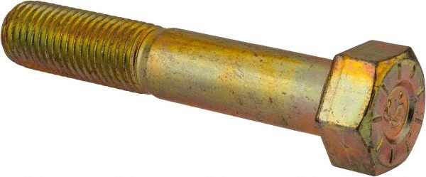 Hex Head Cap Screw: 7/8-9 x 5", Grade L9 Steel, Zinc Yellow Dichromate Finish
