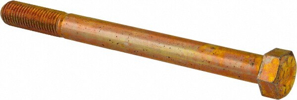Hex Head Cap Screw: 7/8-9 x 10", Grade L9 Steel, Zinc Yellow Dichromate Finish