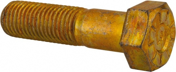Hex Head Cap Screw: 1-8 x 4", Grade L9 Steel, Zinc Yellow Dichromate Finish