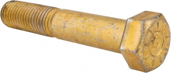 Hex Head Cap Screw: 1-8 x 5-1/2", Grade L9 Steel, Zinc Yellow Dichromate Finish