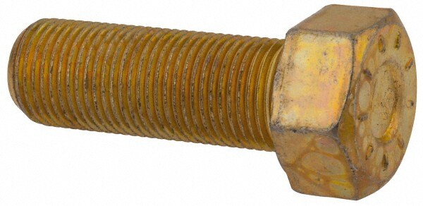Hex Head Cap Screw: 5/8-18 x 1-3/4", Grade L9 Steel, Zinc Yellow Dichromate Finish