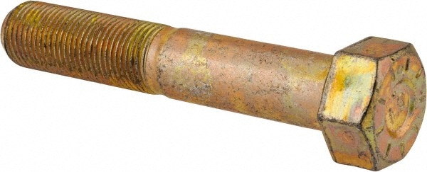 Hex Head Cap Screw: 5/8-18 x 3-1/2", Grade L9 Steel, Zinc Yellow Dichromate Finish