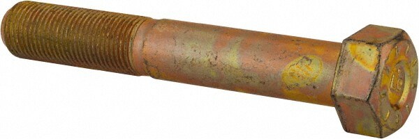 Hex Head Cap Screw: 5/8-18 x 4", Grade L9 Steel, Zinc Yellow Dichromate Finish