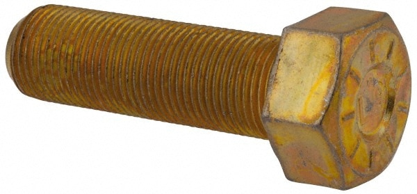 Hex Head Cap Screw: 3/4-16 x 2-1/2", Grade L9 Steel, Zinc Yellow Dichromate Finish