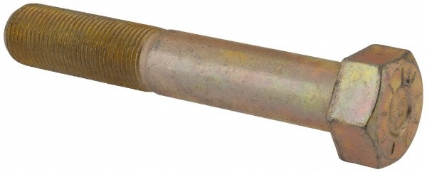 Hex Head Cap Screw: 3/4-16 x 4-1/2", Grade L9 Steel, Zinc Yellow Dichromate Finish