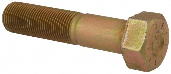 Hex Head Cap Screw: 7/8-14 x 4", Grade L9 Steel, Zinc Yellow Dichromate Finish