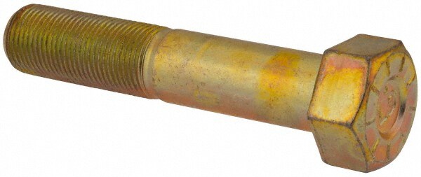 Hex Head Cap Screw: 7/8-14 x 4-1/2", Grade L9 Steel, Zinc Yellow Dichromate Finish